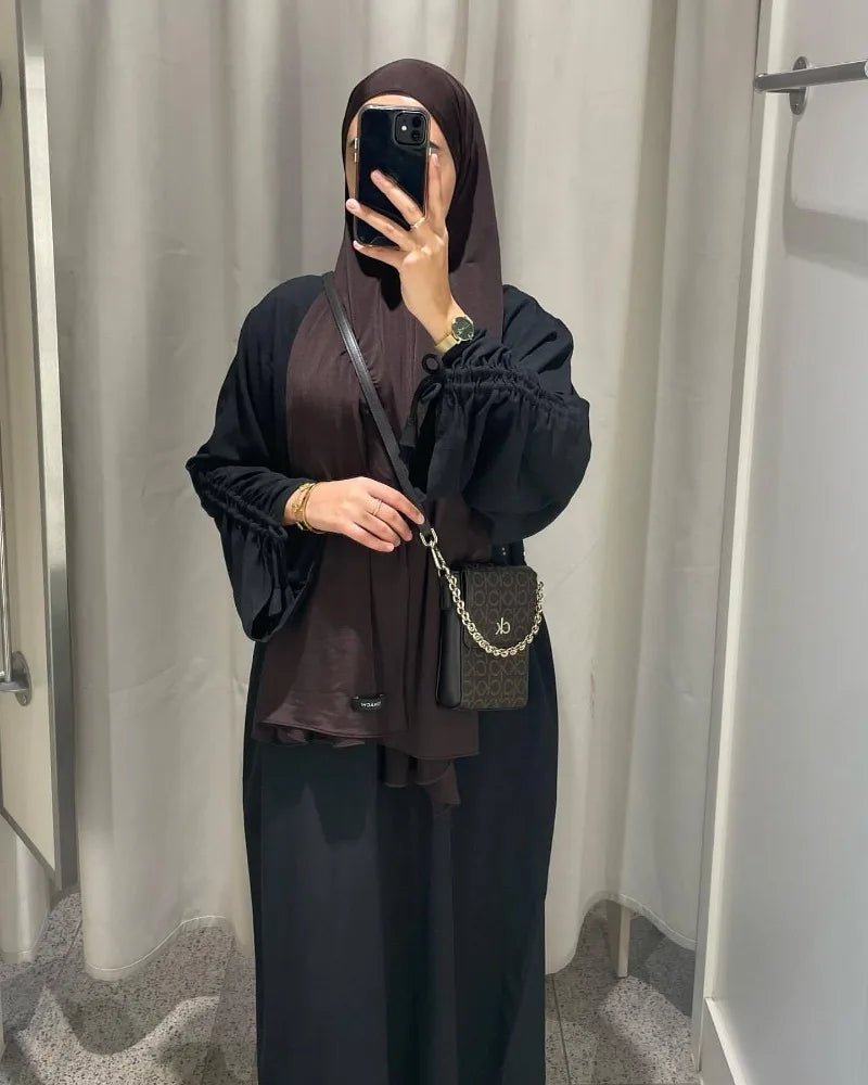 2024 Saudi Arabia Muslim Women Modest Dress Eid Dubai Plain Abaya Islamic Holiday Party Solid Turkey Lace - up Cuffs Long Clothes - Bako Bako