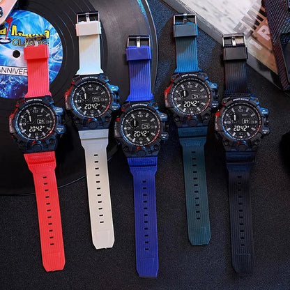 Fashion Men's Watch Sports Electronic Wristwatch Large dial Multifunctional Waterproof Luminous Alarm Kids Male's Military Watch - Bako Bako