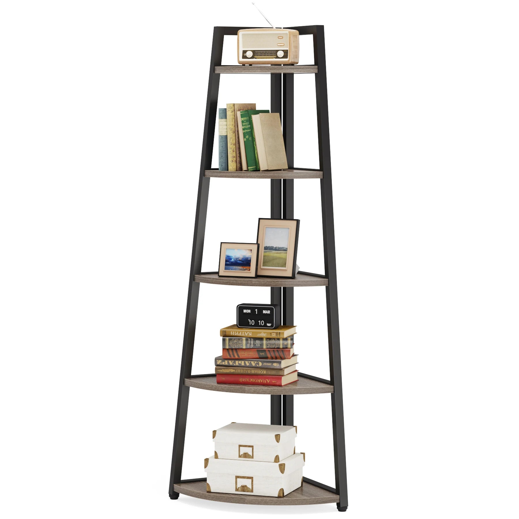 Tribesigns Bookcase Corner Book Shelf Rack Wood Bookshelf Storage Shelves - Bako Bako