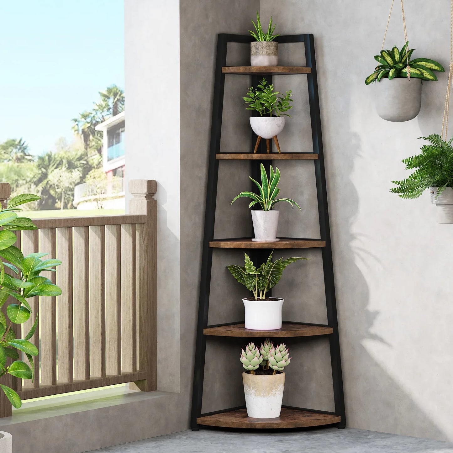 Tribesigns Bookcase Corner Book Shelf Rack Wood Bookshelf Storage Shelves - Bako Bako