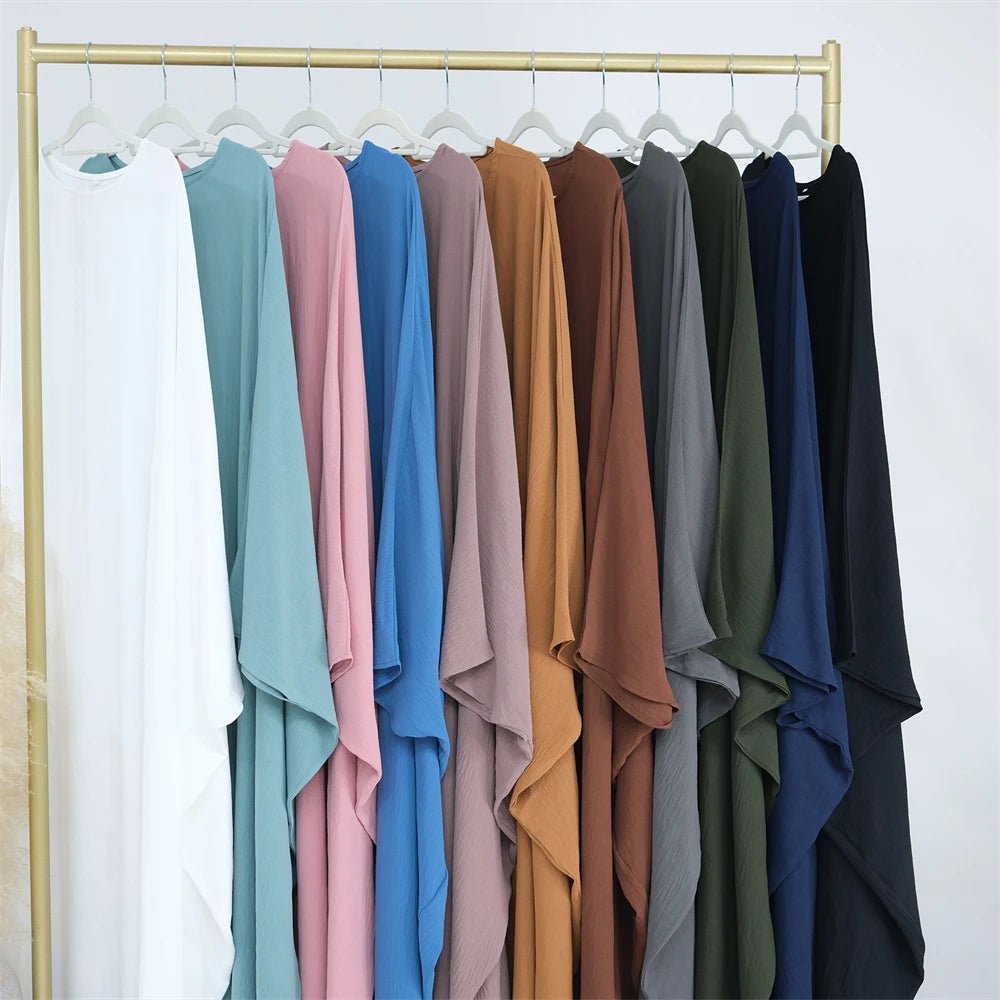 Ramadan Eid Soft Crepe Khimar Batwing Abaya Dubai Islam Muslim Modest African Dresses For Women Kaftan Kebaya Robe Femme Musulma - Bako Bako