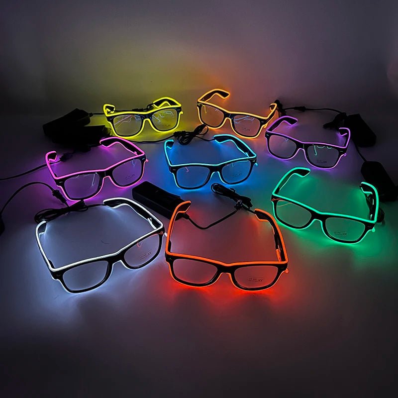 LED light up Glasses Neon Luminous Glasses Adults Rave Cosplay Goggles for Bar birthday Party DJ stage performance props - Bako Bako