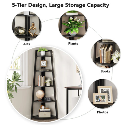 Tribesigns Bookcase Corner Book Shelf Rack Wood Bookshelf Storage Shelves - Bako Bako