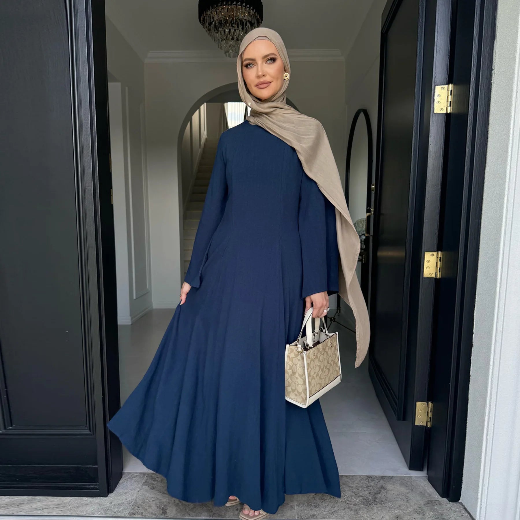 2025 Summer Arabic Muslim Women Modest Dress Eid Dubai Plain Abaya Islam Party Outfit Elegant Holiday Dresses Turkey Kaftan Robe - Bako Bako