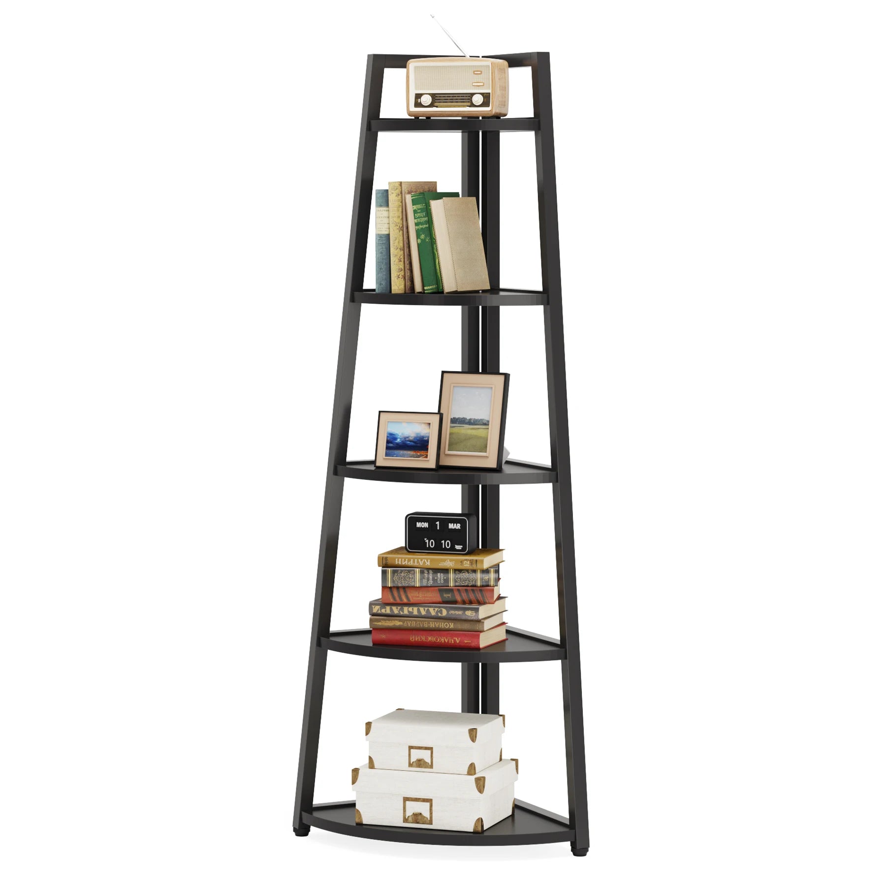 Tribesigns Bookcase Corner Book Shelf Rack Wood Bookshelf Storage Shelves - Bako Bako
