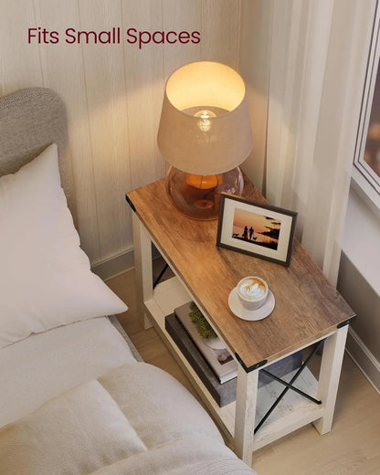 2 - Tier End Table, Side Table with Bottom Shelf, Nightstand for Small Spaces, for Living Room, Bedroom, Farmhouse Style, Rustic W - Bako Bako