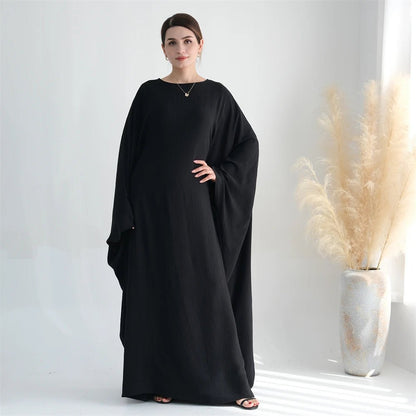 Ramadan Eid Soft Crepe Khimar Batwing Abaya Dubai Islam Muslim Modest African Dresses For Women Kaftan Kebaya Robe Femme Musulma - Bako Bako