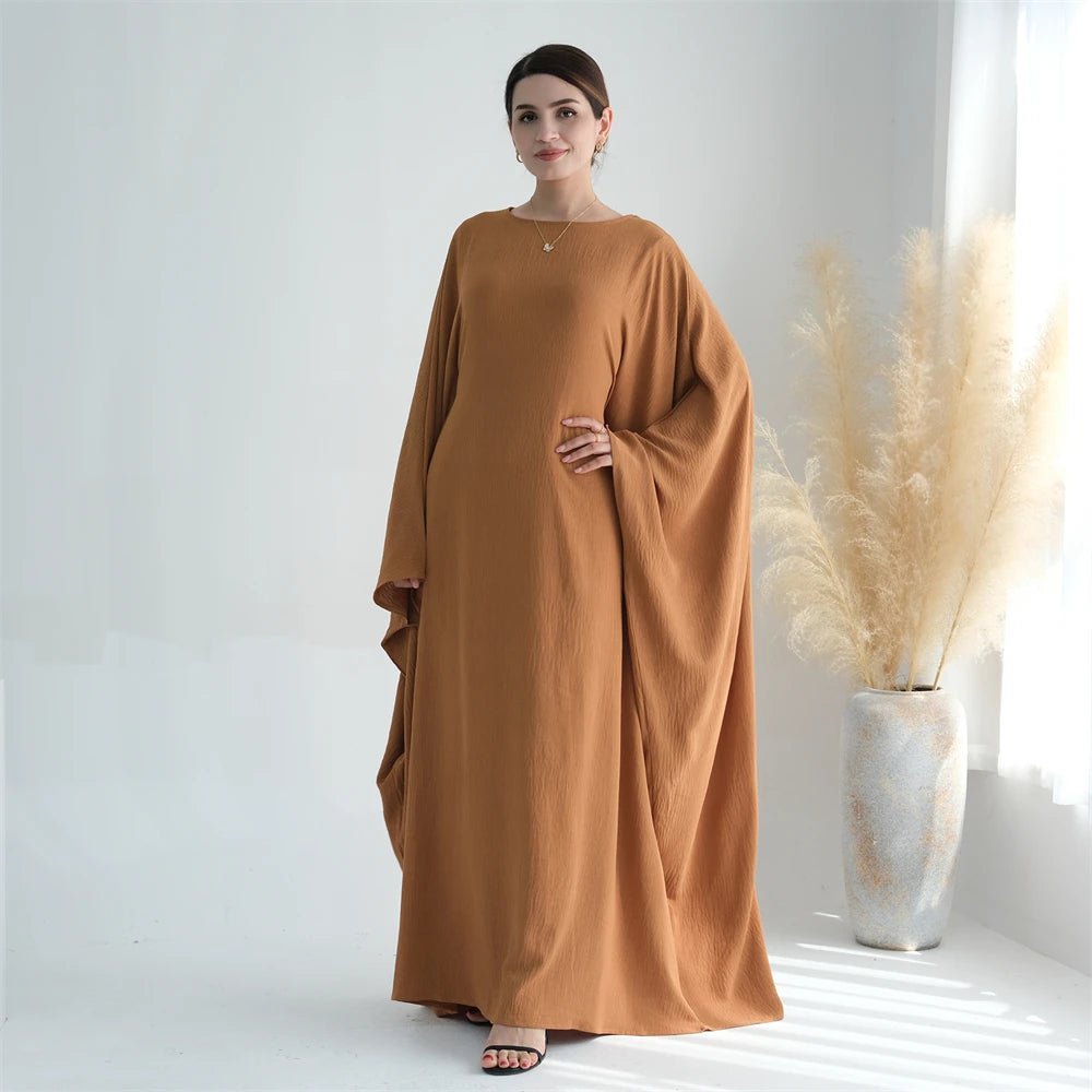 Ramadan Eid Soft Crepe Khimar Batwing Abaya Dubai Islam Muslim Modest African Dresses For Women Kaftan Kebaya Robe Femme Musulma - Bako Bako