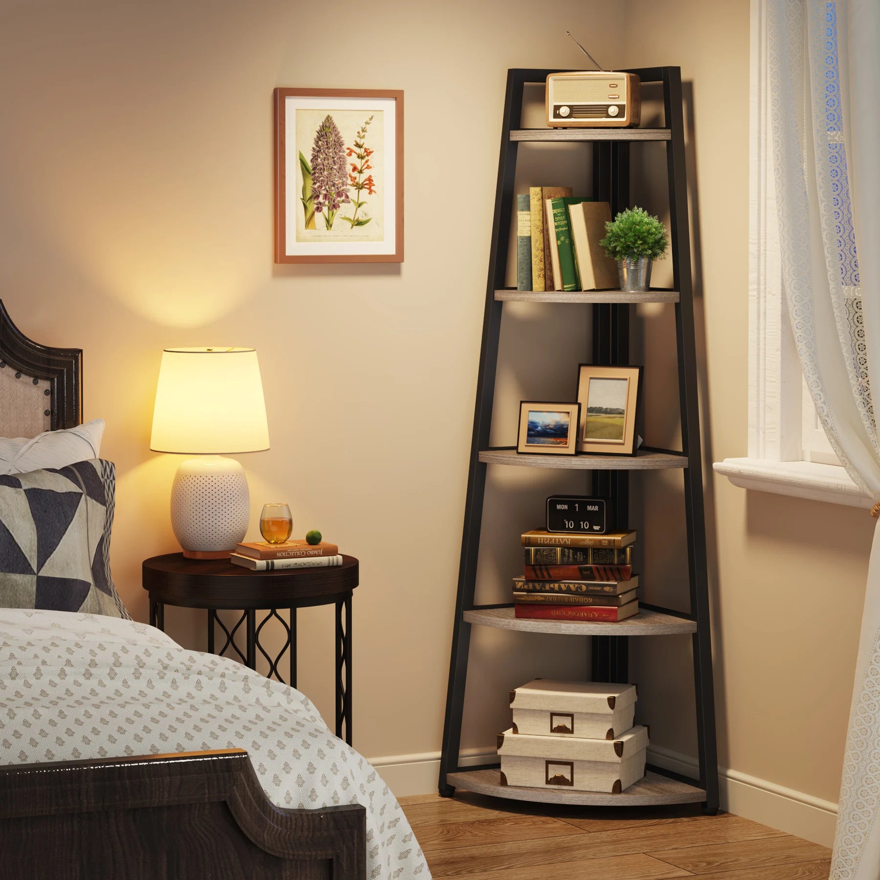 Tribesigns Bookcase Corner Book Shelf Rack Wood Bookshelf Storage Shelves - Bako Bako