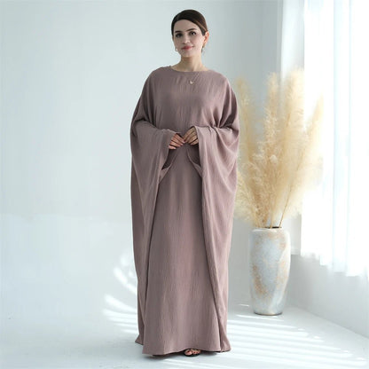 Ramadan Eid Soft Crepe Khimar Batwing Abaya Dubai Islam Muslim Modest African Dresses For Women Kaftan Kebaya Robe Femme Musulma - Bako Bako