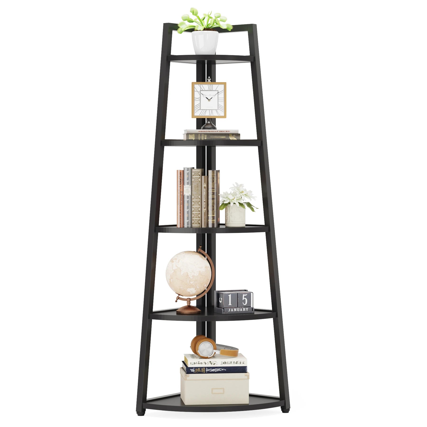 Tribesigns Bookcase Corner Book Shelf Rack Wood Bookshelf Storage Shelves - Bako Bako