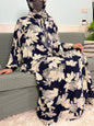 Muslim Cotton Abayas For Women Traditional Floral Ramadan Prayer Garment African Caftan Marocain Femme Robe Connected Headscarf - Bako Bako