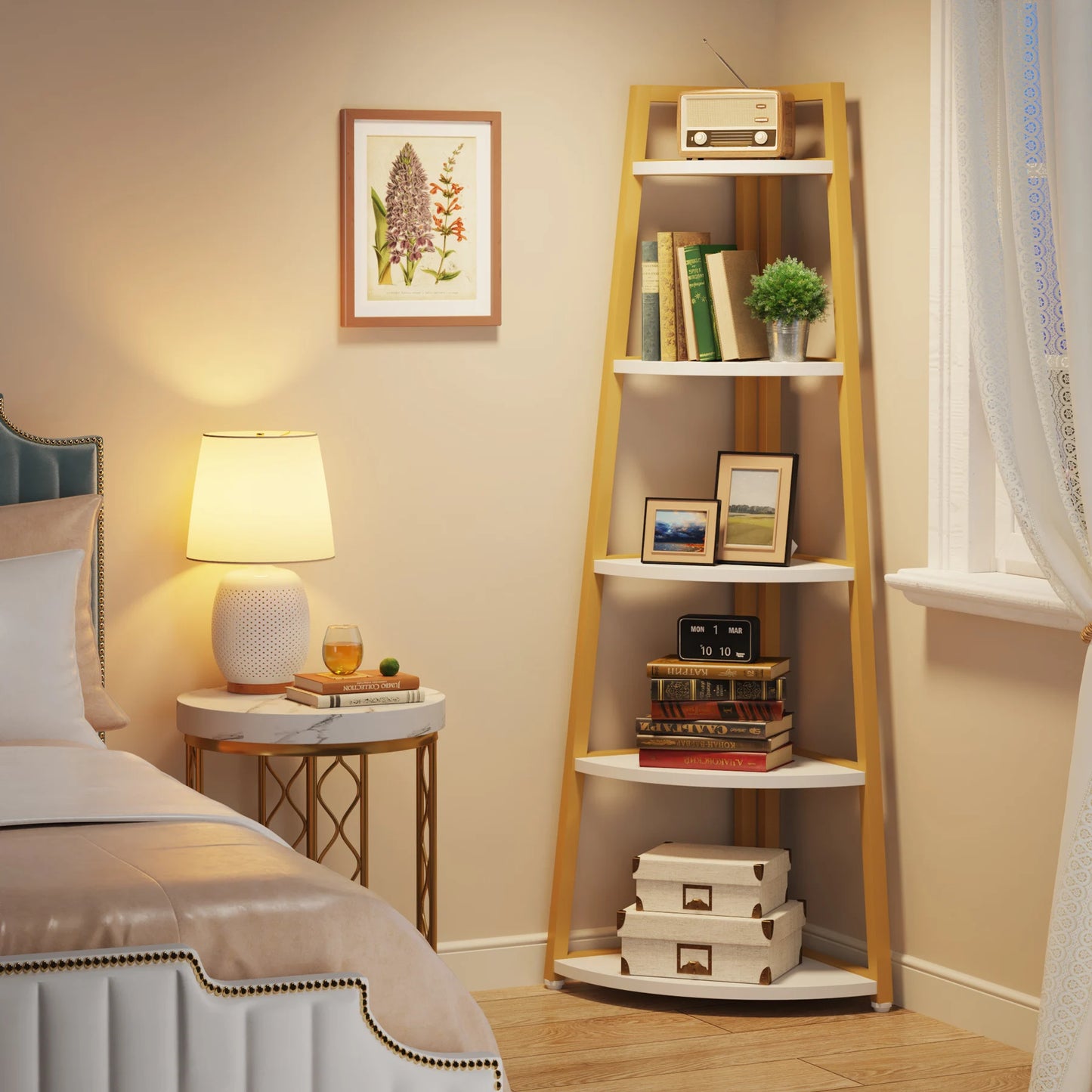 Tribesigns Bookcase Corner Book Shelf Rack Wood Bookshelf Storage Shelves - Bako Bako