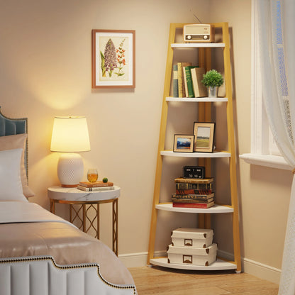 Tribesigns Bookcase Corner Book Shelf Rack Wood Bookshelf Storage Shelves - Bako Bako