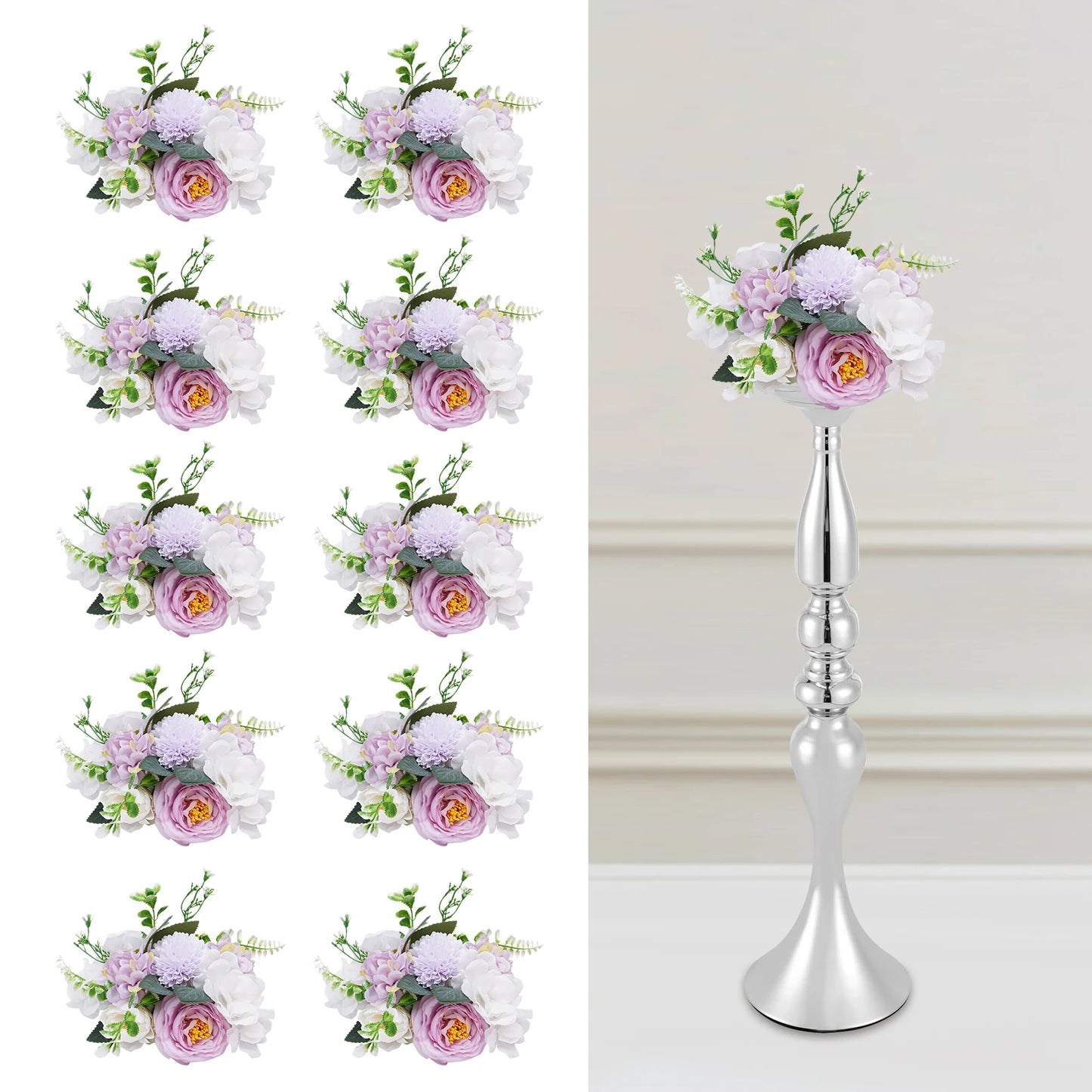 Artificial Fake Flower Bouquet 10Pcs Plastic Flower Arrangement for Mother's Day Wedding Centerpieces Decoration - Bako Bako