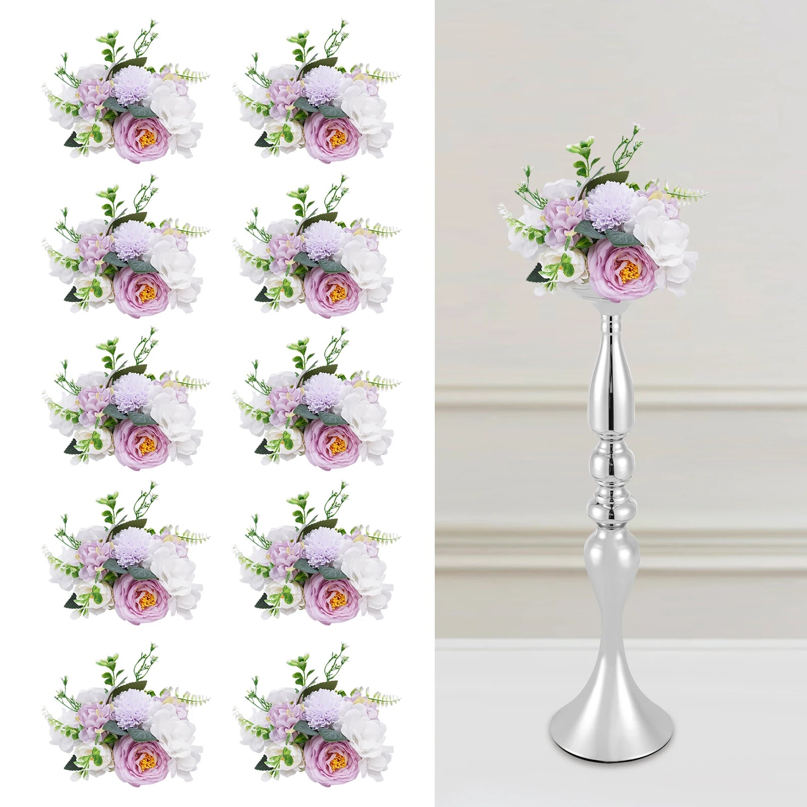 Artificial Fake Flower Bouquet 10Pcs Plastic Flower Arrangement for Mother's Day Wedding Centerpieces Decoration - Bako Bako