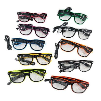 LED light up Glasses Neon Luminous Glasses Adults Rave Cosplay Goggles for Bar birthday Party DJ stage performance props - Bako Bako