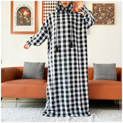 Latest Ramadan Women Abaya Two Hats Dubai Turkey Islam Prayer Clothes Sanding Cotton Fabric Dresses Islam Women Dress Kaftan - Bako Bako