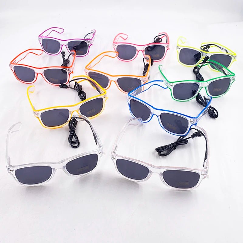 LED light up Glasses Neon Luminous Glasses Adults Rave Cosplay Goggles for Bar birthday Party DJ stage performance props - Bako Bako