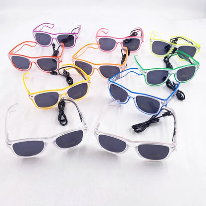 LED light up Glasses Neon Luminous Glasses Adults Rave Cosplay Goggles for Bar birthday Party DJ stage performance props - Bako Bako