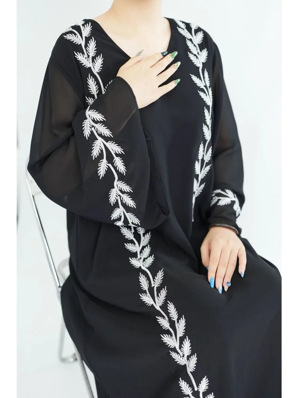 Eid Muslim Abaya for Women Embroidery Dress with Scarf 2 Piece Set Dubai Arab Long Robe Morocco Abayas Kaftan Headscarf Gorgeous - Bako Bako