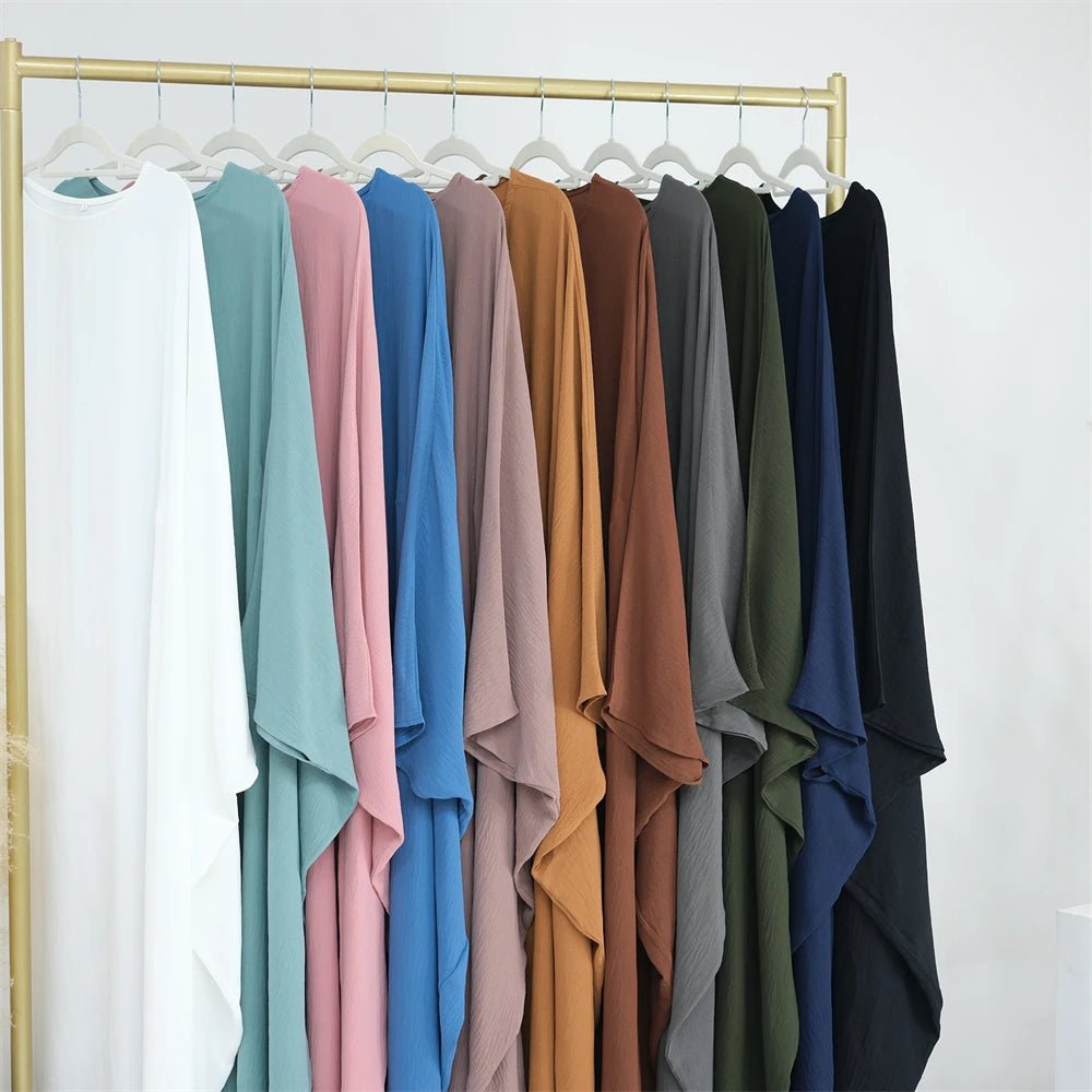 Ramadan Eid Soft Crepe Khimar Batwing Abaya Dubai Islam Muslim Modest African Dresses For Women Kaftan Kebaya Robe Femme Musulma - Bako Bako