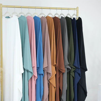 Ramadan Eid Soft Crepe Khimar Batwing Abaya Dubai Islam Muslim Modest African Dresses For Women Kaftan Kebaya Robe Femme Musulma - Bako Bako