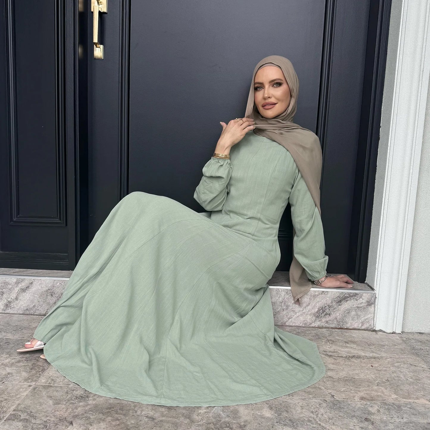 Muslim Abaya Women Dresses Solid Slim Jalabiya Eid 2025 Ramadan Morocco Islam Vestidos Largos Arab Long Robe Dubai Abayas Kaftan - Bako Bako