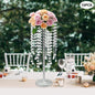 10Pcs Metal Flower Vase Table Decorative Crystal Acrylic Table Centerpieces,Silver Flowers Stand Wedding Reception Centerpieces - Bako Bako