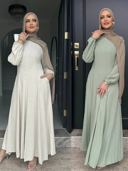 Muslim Abaya Women Dresses Solid Slim Jalabiya Eid 2025 Ramadan Morocco Islam Vestidos Largos Arab Long Robe Dubai Abayas Kaftan - Bako Bako