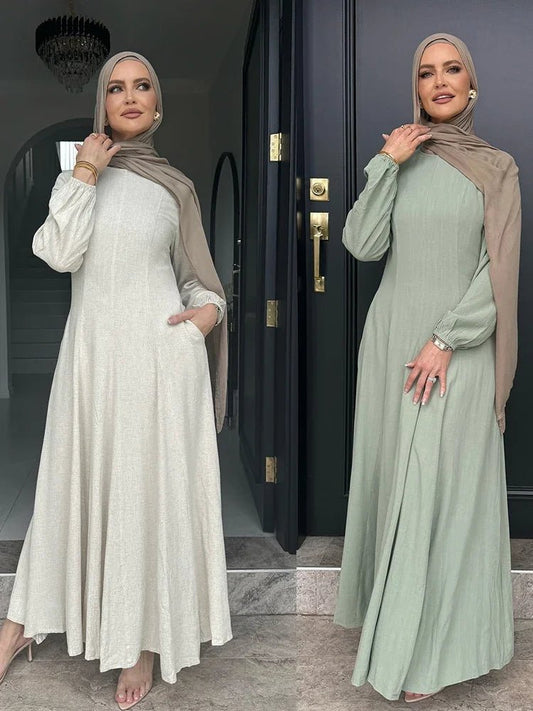 Muslim Abaya Women Dresses Solid Slim Jalabiya Eid 2025 Ramadan Morocco Islam Vestidos Largos Arab Long Robe Dubai Abayas Kaftan - Bako Bako