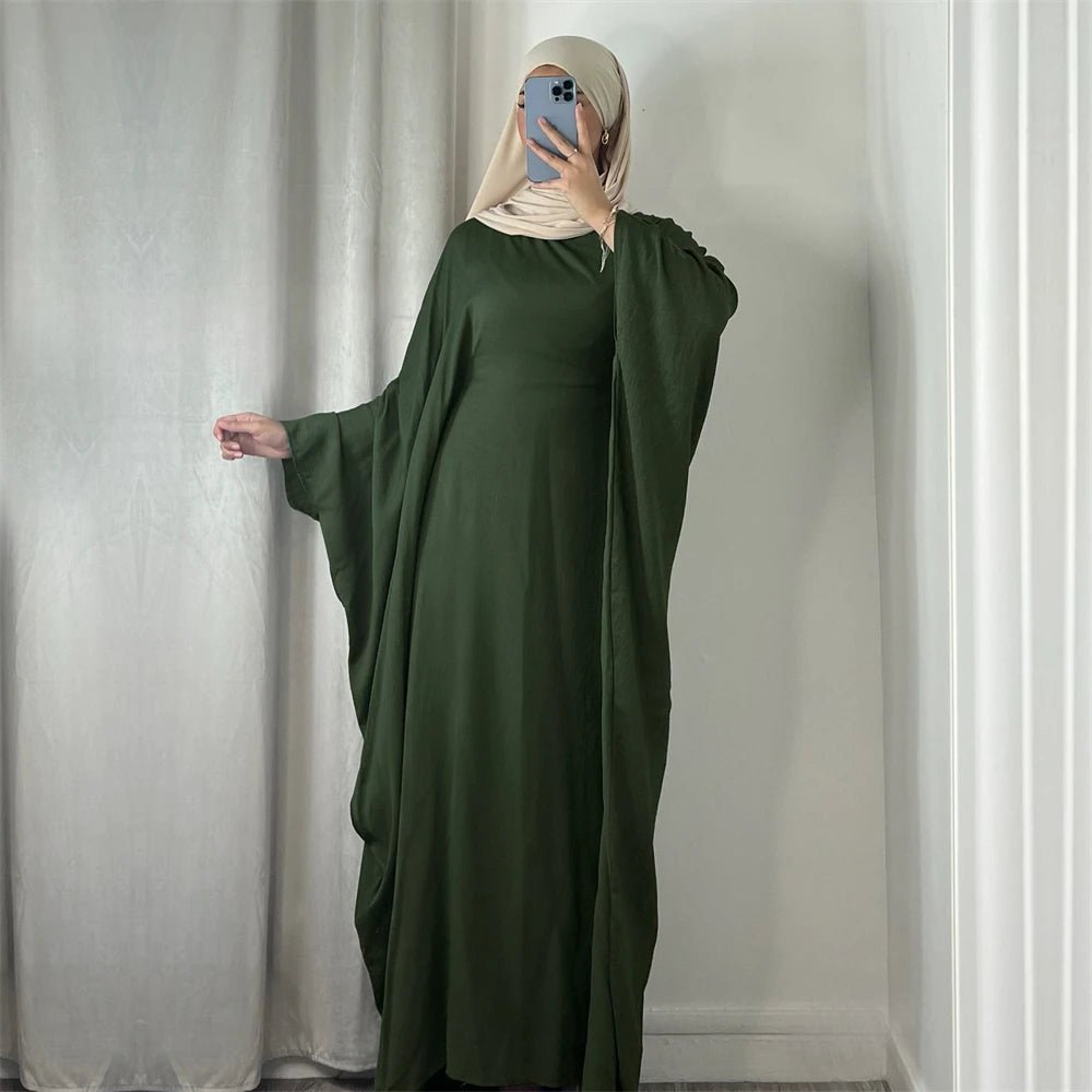 Ramadan Eid Soft Crepe Khimar Batwing Abaya Dubai Islam Muslim Modest African Dresses For Women Kaftan Kebaya Robe Femme Musulma - Bako Bako