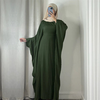 Ramadan Eid Soft Crepe Khimar Batwing Abaya Dubai Islam Muslim Modest African Dresses For Women Kaftan Kebaya Robe Femme Musulma - Bako Bako