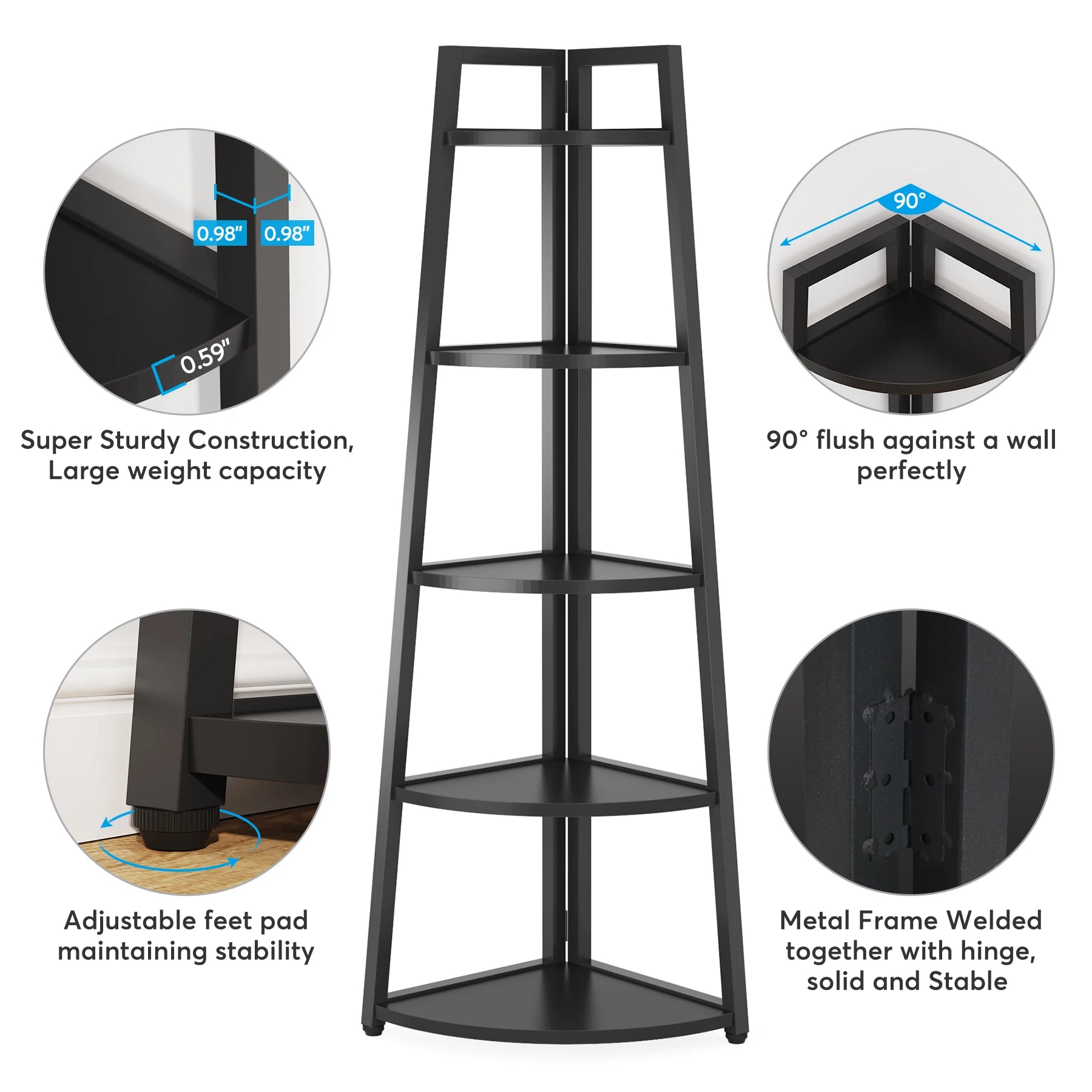 Tribesigns Bookcase Corner Book Shelf Rack Wood Bookshelf Storage Shelves - Bako Bako
