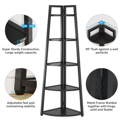 Tribesigns Bookcase Corner Book Shelf Rack Wood Bookshelf Storage Shelves - Bako Bako