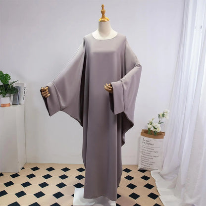 Two Pieces Muslim Abaya Women Jilbab Islamic With Hijab Clothing Dubai Saudi Robe Turkish Modesty Prayer Dresses Loose Kaftans - Bako Bako