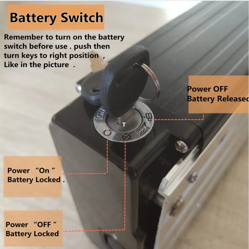 Rear Rack eBike Battery 21700 18650 52V 48V 27Ah 72V 20Ah with Rack no Rack Optional for 1500W 1000W 750W 500W 24" - 28 inch - Bako Bako
