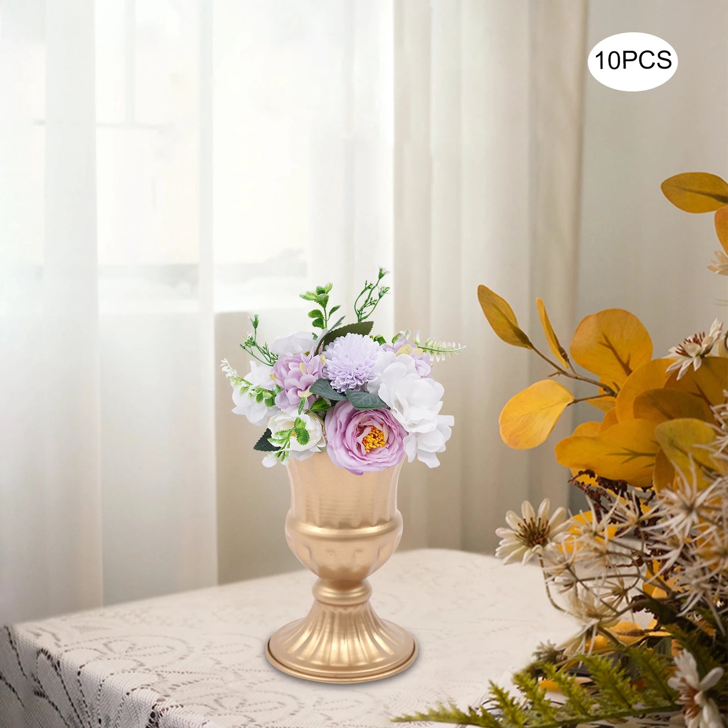 Artificial Fake Flower Bouquet 10Pcs Plastic Flower Arrangement for Mother's Day Wedding Centerpieces Decoration - Bako Bako