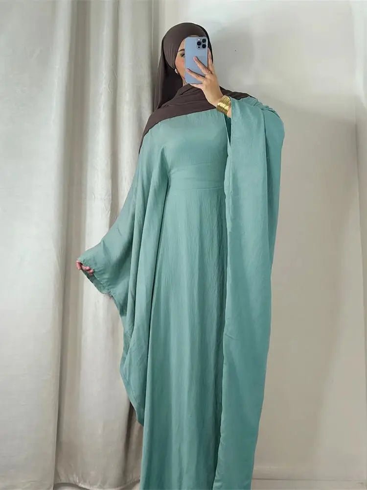 Ramadan Eid Soft Crepe Khimar Batwing Abaya Dubai Islam Muslim Modest African Dresses For Women Kaftan Kebaya Robe Femme Musulma - Bako Bako
