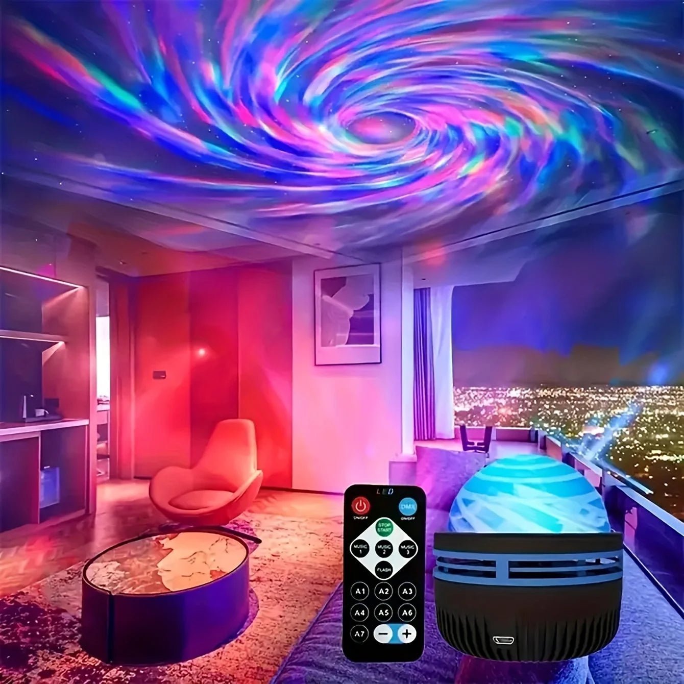 LED NightLights Galaxy Projector Remote Control 5V USB Rechargeable Starry Sky Lamp DMX Sound Active 7 Modes for Kids Room Decor - Bako Bako