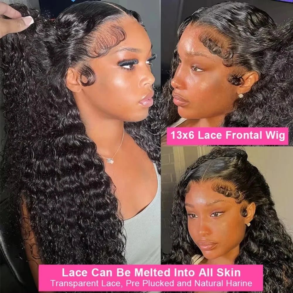 40 Inch Deep Wave 13x4 13x6 360 HD Transparent Lace Front Wigs For Women Water Wave Lace Frontal Hair Wigs Curly Human Hair Wigs - Bako Bako