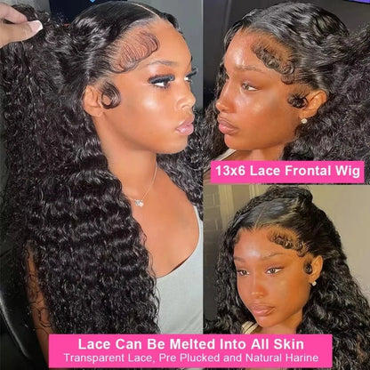 40 Inch Deep Wave 13x4 13x6 360 HD Transparent Lace Front Wigs For Women Water Wave Lace Frontal Hair Wigs Curly Human Hair Wigs - Bako Bako