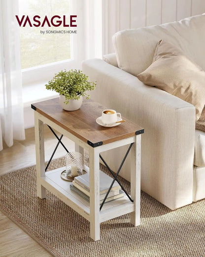 2 - Tier End Table, Side Table with Bottom Shelf, Nightstand for Small Spaces, for Living Room, Bedroom, Farmhouse Style, Rustic W - Bako Bako