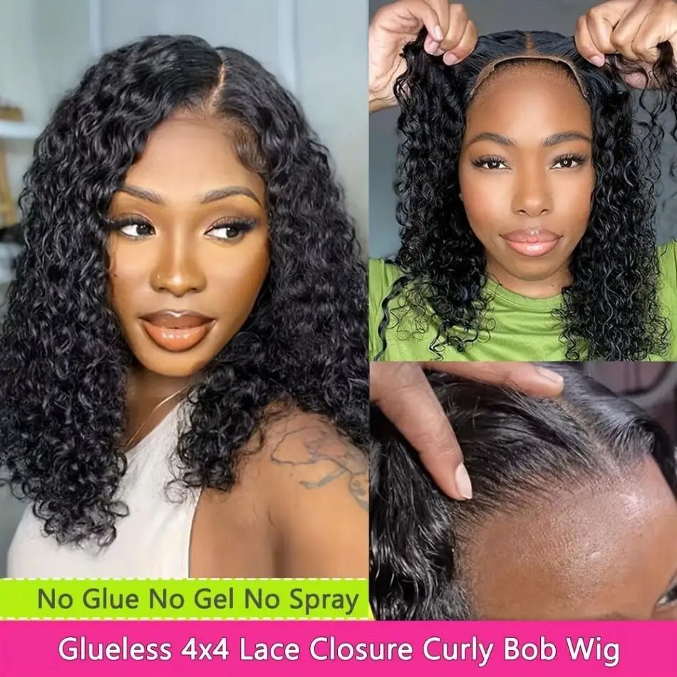 Glueless Preplucked Human Wigs Ready To Go Deep Wave Curly Wigs Pre Cut Lace Frontal Wig 4X4 5X5 Closure Wigs 100% Human Hair - Bako Bako