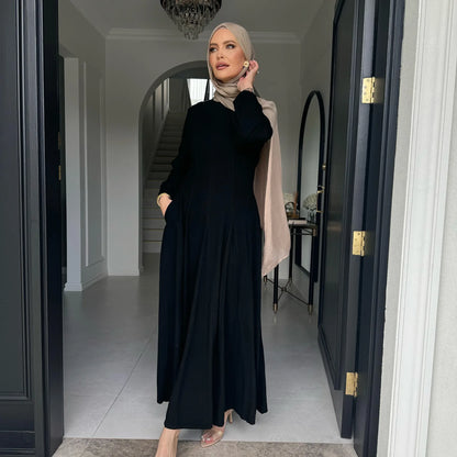 Muslim Abaya Women Dresses Solid Slim Jalabiya Eid 2025 Ramadan Morocco Islam Vestidos Largos Arab Long Robe Dubai Abayas Kaftan - Bako Bako