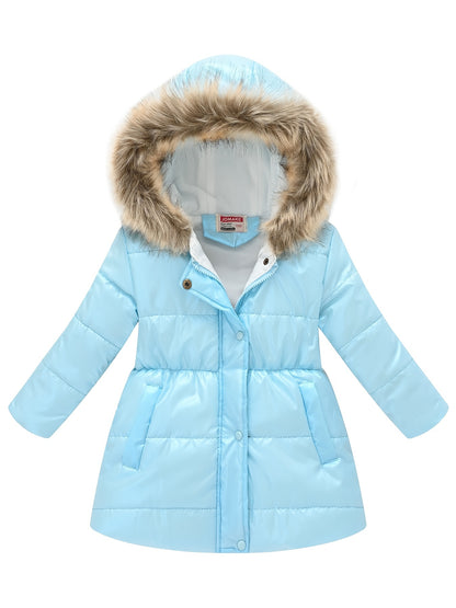 Children's Winter New Style Thickened Glossy Hooded Jacket for Boys and Girls, Mid - Length - Bako Bako