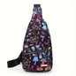 Large Capacity Chest Bag for Women - Adjustable Embroidered Crossbody Bag with Zipper Closure, Polyester Lining, Foldable, and Random Printing - Urban Solid Color Nylon Bag with Comfortable Strap - Bako Bako