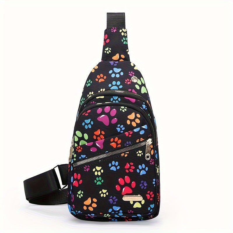 Large Capacity Chest Bag for Women - Adjustable Embroidered Crossbody Bag with Zipper Closure, Polyester Lining, Foldable, and Random Printing - Urban Solid Color Nylon Bag with Comfortable Strap - Bako Bako