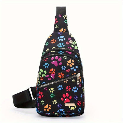 Large Capacity Chest Bag for Women - Adjustable Embroidered Crossbody Bag with Zipper Closure, Polyester Lining, Foldable, and Random Printing - Urban Solid Color Nylon Bag with Comfortable Strap - Bako Bako