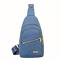 Large Capacity Chest Bag for Women - Adjustable Embroidered Crossbody Bag with Zipper Closure, Polyester Lining, Foldable, and Random Printing - Urban Solid Color Nylon Bag with Comfortable Strap - Bako Bako